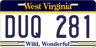 WV license plate DUQ281