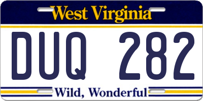 WV license plate DUQ282