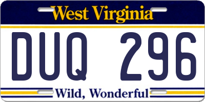 WV license plate DUQ296