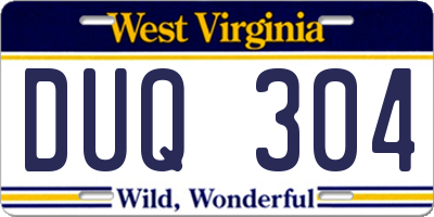 WV license plate DUQ304