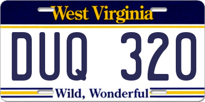 WV license plate DUQ320