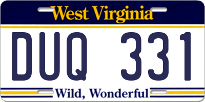 WV license plate DUQ331