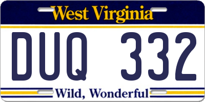WV license plate DUQ332