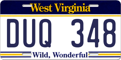 WV license plate DUQ348