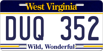 WV license plate DUQ352