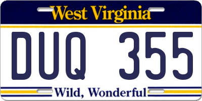 WV license plate DUQ355