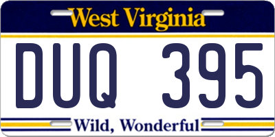 WV license plate DUQ395