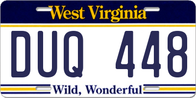 WV license plate DUQ448