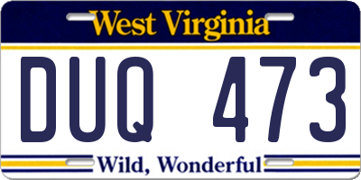 WV license plate DUQ473