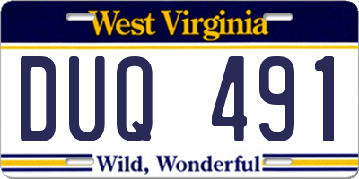 WV license plate DUQ491