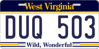WV license plate DUQ503