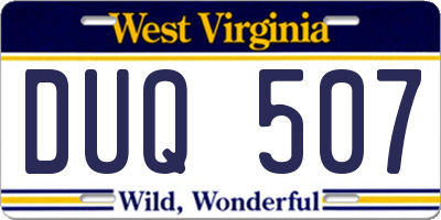 WV license plate DUQ507