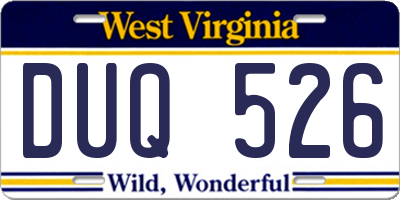 WV license plate DUQ526