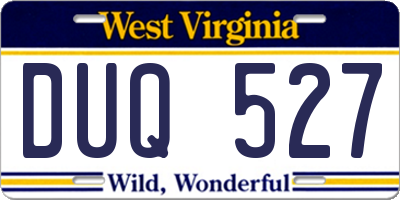 WV license plate DUQ527