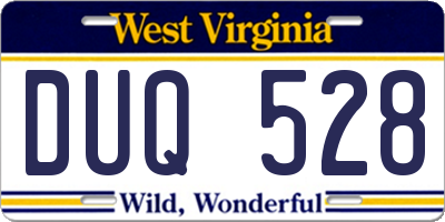 WV license plate DUQ528