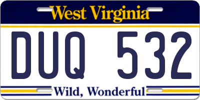 WV license plate DUQ532