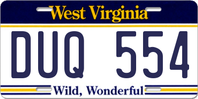 WV license plate DUQ554