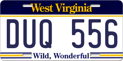 WV license plate DUQ556