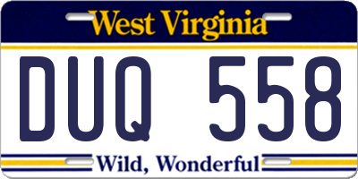 WV license plate DUQ558