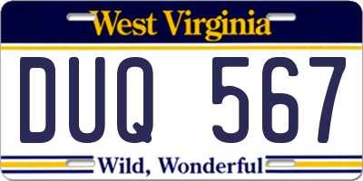 WV license plate DUQ567