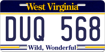 WV license plate DUQ568