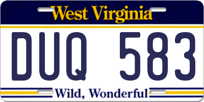 WV license plate DUQ583