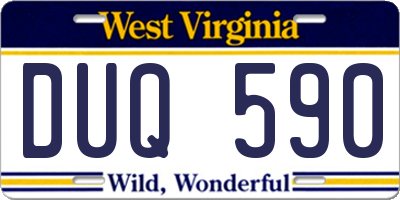 WV license plate DUQ590