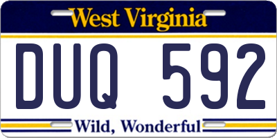WV license plate DUQ592