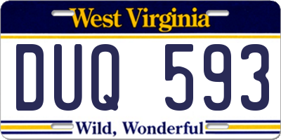 WV license plate DUQ593