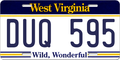 WV license plate DUQ595
