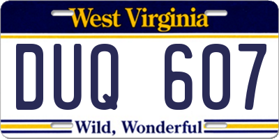 WV license plate DUQ607