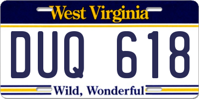 WV license plate DUQ618