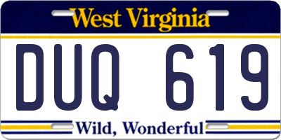 WV license plate DUQ619