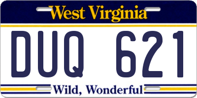 WV license plate DUQ621