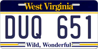 WV license plate DUQ651