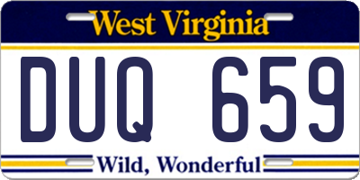WV license plate DUQ659