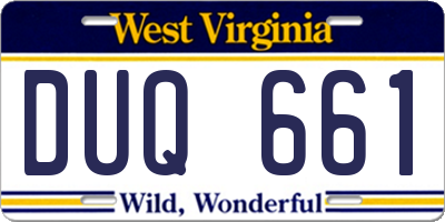 WV license plate DUQ661