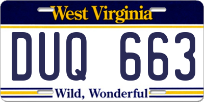 WV license plate DUQ663