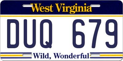 WV license plate DUQ679
