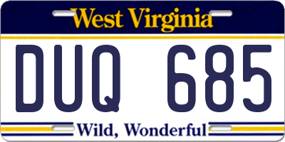 WV license plate DUQ685