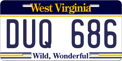WV license plate DUQ686