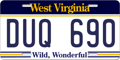 WV license plate DUQ690