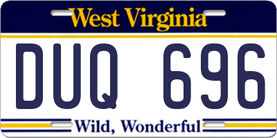 WV license plate DUQ696
