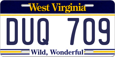 WV license plate DUQ709