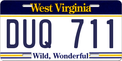 WV license plate DUQ711