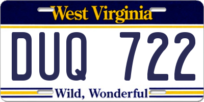 WV license plate DUQ722