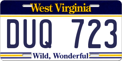 WV license plate DUQ723