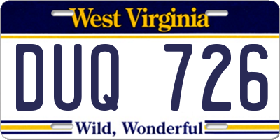 WV license plate DUQ726