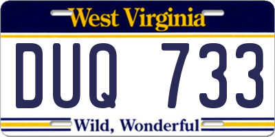 WV license plate DUQ733