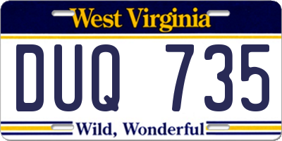 WV license plate DUQ735